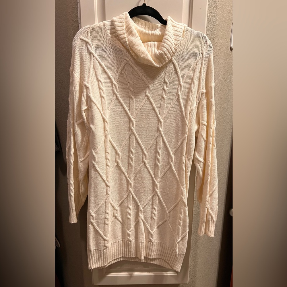 Hollister Cream Cowl Neck Sweater Dress